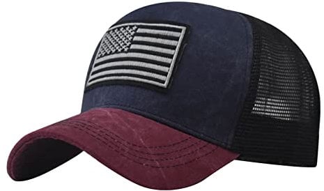 QIFLY Men Women Washed Adjustable Dad Hat Sun Hat Outdoor Hat Cap Unisex Usa Flag Patch Military Army Cap Casual American Flag Cap for Outdoor