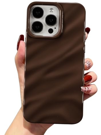 QLTYPRI Niedliche Hülle für iPhone 12 Pro Max, 3D Wellenform Silikon Handyhülle für Frauen Mädchen Weiche Silikon Bumper Schutzhülle Stoßfest Case für iPhone 12 Pro Max - Schokolade