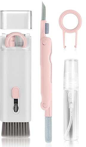 Kit Pulisci Schermo Pc 7 in 1 Spazzola Pulisci tastiera kit Pulizia cuffiette Pennello Più Accessori per la Pulizia Monitor Pc (Rosa)