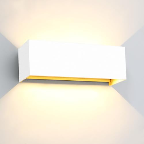 Kingwen 30W LED Wandleuchten Innen/Außen Wandlampe Aussen Auf und ab Einstellbarer Lichtstrahl 3000K Außenlampe Warmweiß LED Außenwandleuchte IP65 Wasserdichte