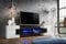Komodee, Merano Bank TV Schrank, Weiss Schwarz Weiss, LED RGB, Breite 230 cm x Höhe 52,5 cm x Tiefe 35 cm, für Wohnzimmer, Schlafzimmer