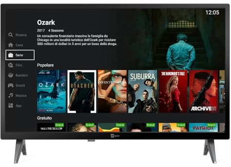 TELE System SMART24 LS2 A11: Smart TV Android con Centinaia di Canali Terrestri e Satellitari in DVB-T2/S2 HEVC a 10 Bit. App Store Ottimizzato, Telecomando incluso e app di controllo remoto