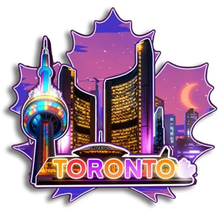 Quwsne Kühlschrankmagnet Toronto Ontario Kanada Kühlschrankmagnet Stadt Reise Souvenirs Touristengeschenke 3D klassische Sehenswürdigkeiten handgefertigt Handwerk Heimdekoration -112