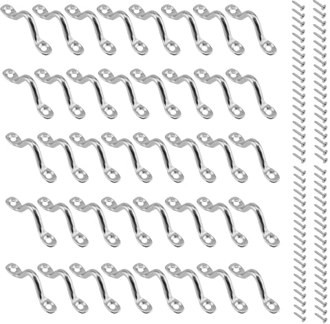 Bhina 40 Piezas M4 Bucles de Cubierta de Kayak Almohadilla Correa de Ojos de Acero Inoxidable 304 Bucles Cubierta Kayak Placa de Ojo de Kayak Pad Eye Plate para Colgar Gancho Fijo con 80 Tornillos