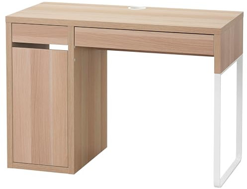 Generic MICKE Schreibtisch, 105x50 cm, weiß gebeizte Eichenoptik