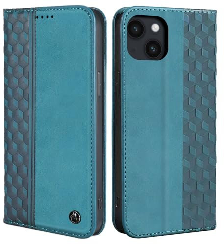 CXTCASE Handyhülle für iPhone 15 Hülle, PU Lederhülle iPhone 15 Flip Case mit Kartenfach & Standfunktion, 360°-Schutz, weiche Textur und präzise Ausschnitte, Schutzhülle Tasche für iPhone 15, Grün