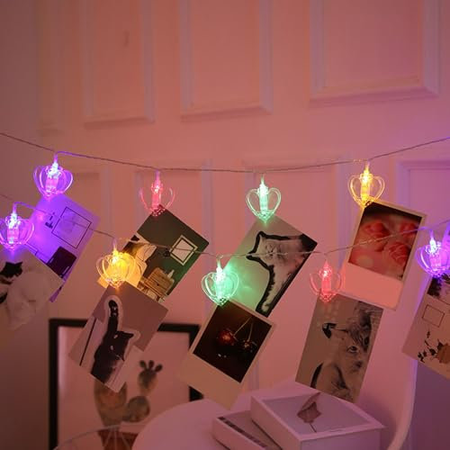 ACAREY LED Fotoclips Lichterkette Inne, 3M 20LED Lichterkette Batterie/USB Lichterkette Für Zimmer Deko Fotos Wand Mit 20 Klammern Bilder Für Wohnzimmer, Weihnachten, Hochzeit, Party (RGB-Batterie)