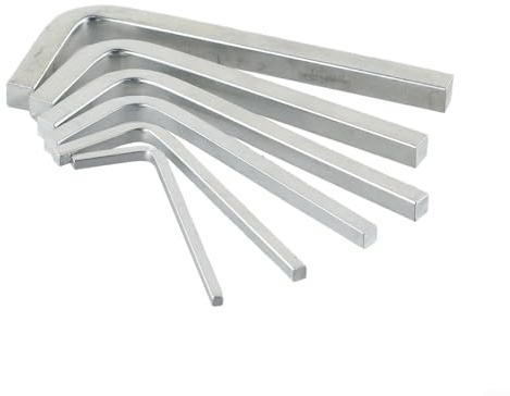 Cloudpower Set di 6 chiavi quadrate a forma di L, adatte per serrare viti quadrate, argento