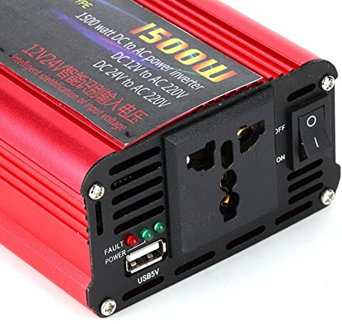 1500W Car Power Inverter USB Converter Adapter Modified Sine DC 12v/24V to AC Car Power Inverter Inverter 12v to 240v, Power