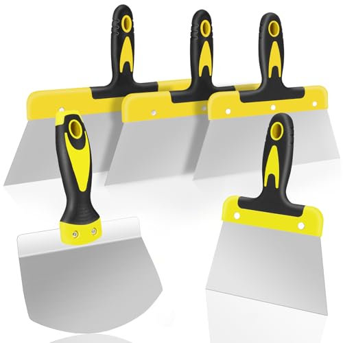 AOZBZ Wallpaper Scraper Set, 5 Pcs Paint Scrapers, Stainless Steel Scraper Tool Kit, 6'', 6.5'', 8'', 10'', 12'', for Removing Wallpaper Paint, Filling Putty, Repairing Drywall, Plaster
