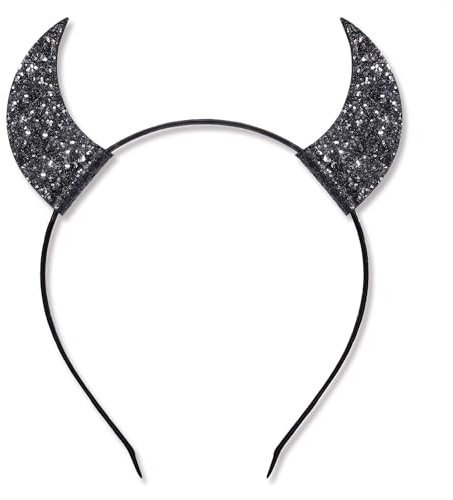 YUNHENTONG Halloween Teufelshörner Schwarz, Haarreif, Hörner Stirnband für Maskerade Cosplay Requisiten (C)