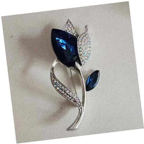 Broche Femme Argent Broches Épinglettes avec Cristal Bleu Blanc Luxe Bijoux Vêtements Accessoires Rouleau de Broche, Cristal