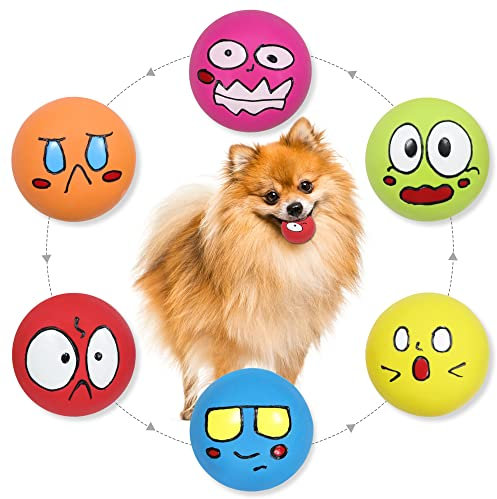 LLSPET Dog Toy Quietschendes Hundespielzeug Lustiges Tier Naturkautschuk Latex Hundebälle zum Kauen Langlebig Zahnen Welpe Kleintier Hunde 6 Stück/Set