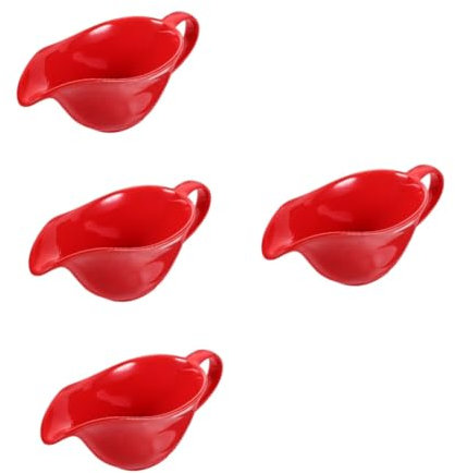 Cabilock 4 Pièces Saucière En Céramique Saucière Au Lait Pichet Crémier En Céramique Bateau De Service De Sauce Pichet à Lait De Café Et De Lait Pichet à Saucières Rouge