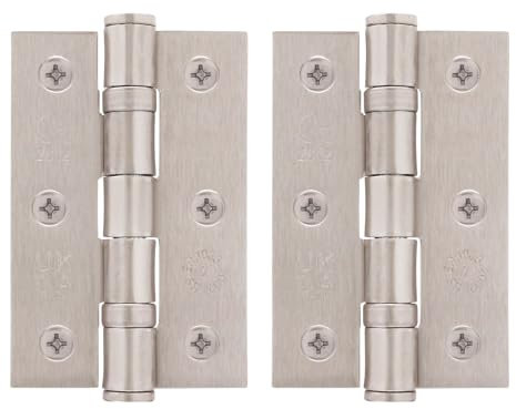 EAI Satin Door Hinges | 3 Inch / 76mm Satin Nickel Internal Fire Door Hinges | 1 Pair