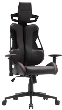 Mars Gaming MGC-Elite, Ergonomischer Gaming-Stuhl, Flexibler Anpassbarer Rückenlehne, 2D Verstellbare Armlehnen, Kippbarer Sitz, PU-Leder Finish, Bürostuhl XL-Rollen, Klasse 4 Gasdruckfeder, Rot