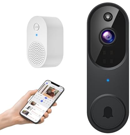 GlowPop Caméra de sonnette vidéo Wi-Fi sans fil 1080p avec détection humaine IA, conversation bidirectionnelle, vision nocturne et stockage dans le cloud