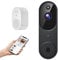 GlowPop Caméra de sonnette vidéo Wi-Fi sans fil 1080p avec détection humaine IA, conversation bidirectionnelle, vision nocturne et stockage dans le cloud