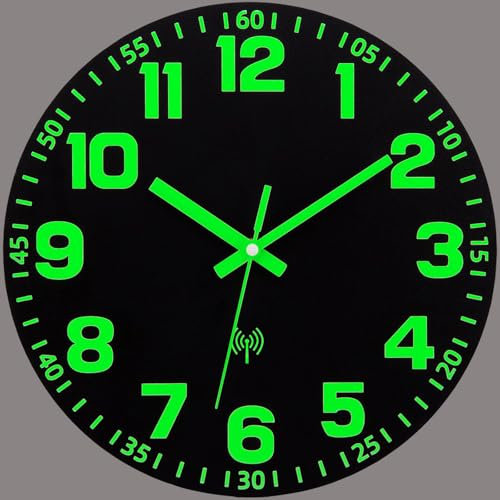 VIVILINEN Horloge Murale Radio-pilotée Lumineuse avec Grands Chiffres Pendule Murale Silencieuse sans Bruit Fonctionnement à Piles pour Salon, Chambre à Coucher, Bureau, Cuisine (Grande)