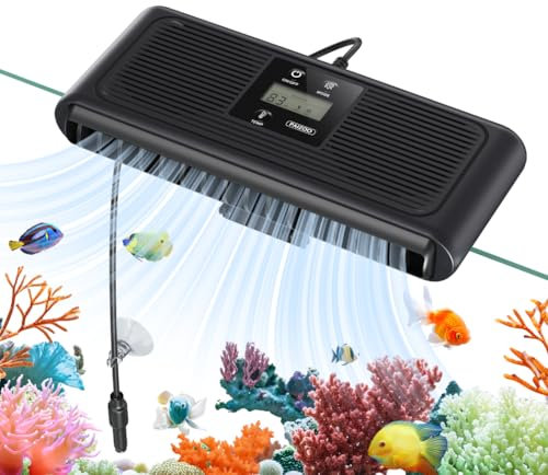 PAIZOO Aquarium-Kühlventilator, Aquarium-Kühler mit Temperatursonde und LCD-Display, automatischer Temperaturregelung und 3 Geschwindigkeitsmodi, Axolotl-Kühler, 6,4 W