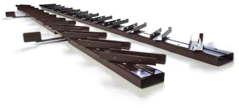 Prestige Ostaszewska Garten Sonnenschutz-Hardwaresystem für 11 Lamellen | 100 cm | Farbe: Braun | Set für Jalousien und Rollläden |Terrassen-Rollladensystem-bewegliche Paneele | Verzinkter Stahl