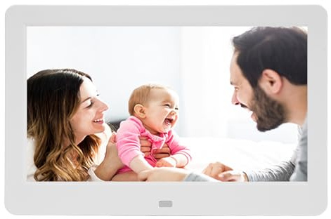 Frame di Foto Digitale da 10 Pollici, Cornice Fotografica Digitale 1080P HD, Porta Altoparlante e USB Integrata, Condividi Foto/video Immediatamente Tramite App da Qualsiasi (Bianco)