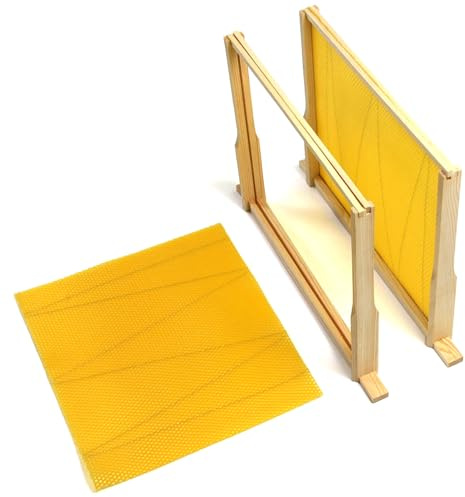 Actiasbee National Deep Brood Frames with Wired Wax Foundation – DN4 14” x 12” Pine Beehive Frames – 10 Pack – Assembly Required – Suitable for National Hive