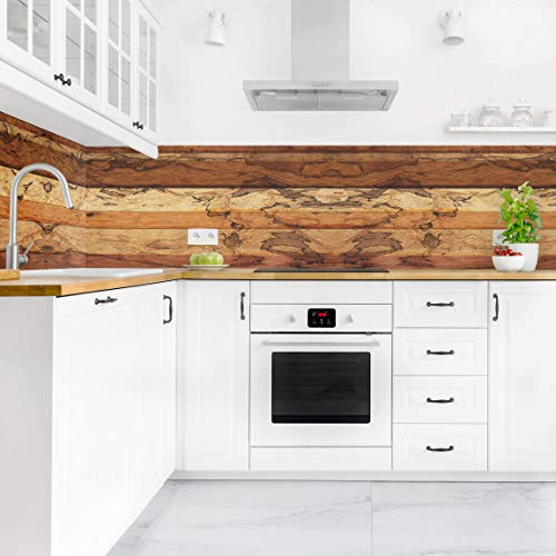 micasia Küchenrückwand selbstklebend Holzoptik ohne Bohren fugenlos - Made in Germany - Dekofolie Landhaus matt Paneel braun Küche Herd Spritzschutz 1218 (50x50cm)