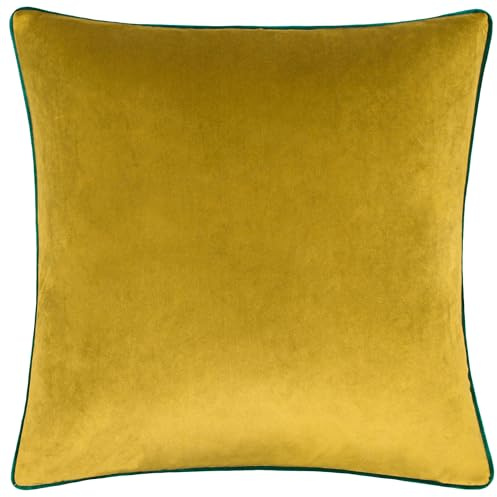 furn. Meridian Feather Filled Cushion (Moss/Emerald - 45 x 45cm) | Soft velvet cushion with contrast piping and feather filling. 45 x 45cm. Ready to style.