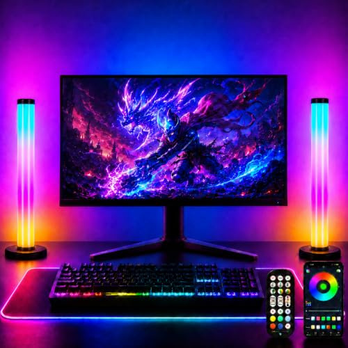 LuminexDesigns 2PCS RGB LED Light Bar for TV & Gaming – Music Synchronization and App Control for Changing Mood Light Sync with Music for PC, TV, Room Decoration（34cm）