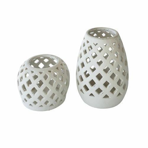 Loberon Windlicht 2er Set Serignac, weiß