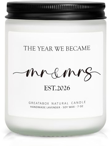 Wedding Gifts for Bride and Groom, Mr and Mrs Gifts-7oz Lavender Candle | Bridal Shower Decorations, Wedding Candle Gift for Couples Wedding Day Congratulation Chrismas
