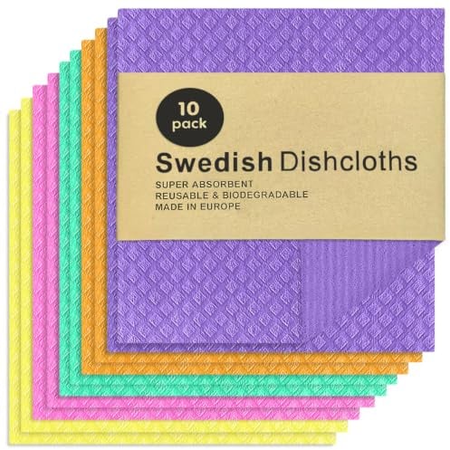 AMFUN 10er Pack Putzlappen, Wiederverwendbare Spültücher, Waschbare Schwammtücher Küche, Für Jede Oberfläche Geeignete Spüllappen(5 Farben)
