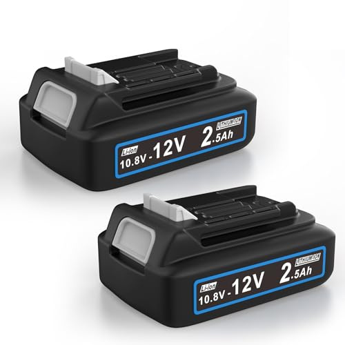 2,5Ah Batterie de Rechange pour Makita 12V: Compatible avec BL1021B BL1015 | 2-pièces Li-ION Batterie d'outils de Rechange Compatible avec BL1020B BL1041B BL1016 197396-9 632F59-1
