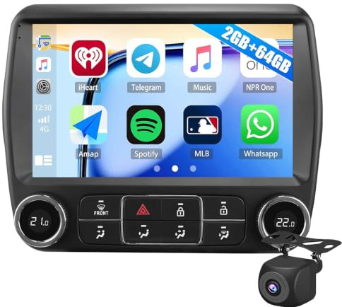 Per Ch-evrolet Camaro 2010-2015 Autoradio Con CarPlay Android Auto,Android 15 Radio Touchscreen IPS Da 9'' Con WiFi GPS Mirror Link Bluetooth FM RDS EQ SWC Telecamera Di Retromarcia(Color:M600)