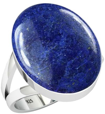Jeweloporium 925 Sterling Silber Ringe für Frauen Blau Echt Lapislazuli mit Stein Mode Silber Ringe Größe 65(20.7) Engagement Geschenk Boho Schmuck