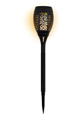 EASYmaxx Solar-Fackel mit LED-Flammeneffekt | In romantischer Fackel-Optik | Automatisches Einschalten bei Dämmerung | Inkl. Erdspieß [schwarz]