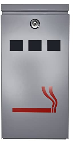 FURNISHED Silberfarbener Wandmontage für den Außenbereich mit Zigaretten-Aschenbecher aus Edelstahl, Metall, Grau