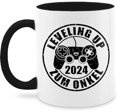 Tasse Tassen 325ml - Leveling up zum Onkel 2025 - schwarz - 325 ml - Schwarz - du wirst befördert geschenke geschenk 2022 teetasse level für den besten werde mug zur schwangerschaft beste