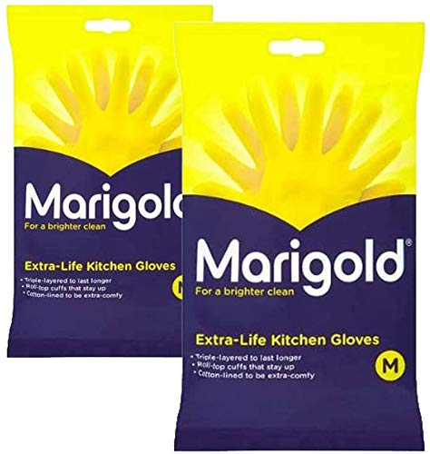 Marigolds 3 x Extra Life Kitchen Gloves Medium 2 Pairs