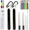 Hoshen 2 pajitas de metal plegables reutilizables, pajitas telescópicas portátiles, incluyendo cepillos y cabezales de silicona (con carcasa), color negro