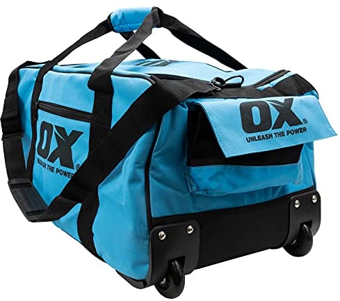 OX TOOLS Pro Series 24-Inch Wide Mouth Tuff Tool Bag with Built-in Wheels | Shoulder Strap & Heavy-Duty Zipper
