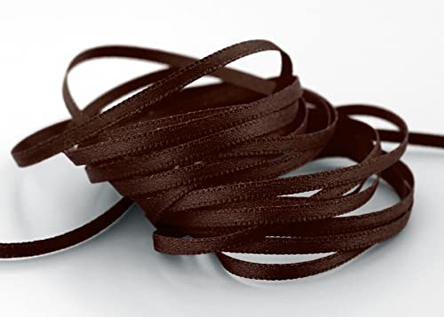 finemark 3 m x 3 mm Satinband Dunkelbraun Braun (523) doppelseitiges Schleifenband aus Satin ohne Draht weich und glänzend Geschenkband Deko Band Double face Dekoband Dekorieren Kordel Basteln