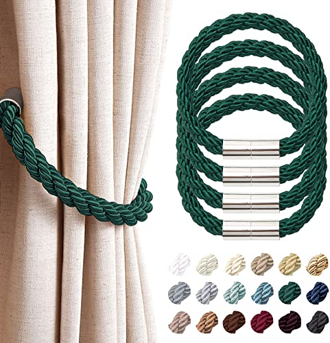 Pretty Jolly 4 Stück starke magnetische VorhangRaffhalter moderner einfacher Stil DrapierRaffhalter praktisch dekorativ gewebtes Seil Vorhang Halter für dünne oder dicke Fenster Zuhause & Büro (grün)