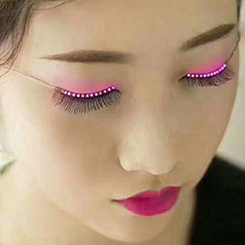 RK-HYTQWR LED Light Up Faux Cils Imperméables Halloween Party Paupière Cils Lumineux, Faux Cils Vegan, Violet