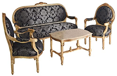 Sitzgruppe Sitzgarnitur Salon Sitzmöbel Sofagarnitur Luxus Möbel cat688 Palazzo Exklusiv (34a - BraunGrau, a - Gold)