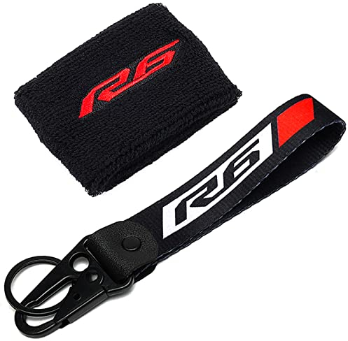 Motorrad-Frontbremsflüssigkeitsbehälter, Öltanksocke und Schlüsselanhänger, Schlüsselanhänger für Yamaha R6 1999–2021 2022, YZF R6 R6S (rot)