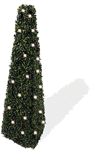 Best Artificial 3ft (90cm) Pre-Lit Pyramid Obelisk Boxwood Topiary Tree - UV Stable