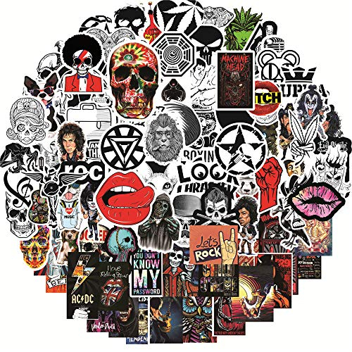 Confezione da 100 adesivi rock and roll sticker, adesivi punk, classico, vinile, impermeabile, graffiti per computer portatile, auto, chitarra, paraurti, bottiglia