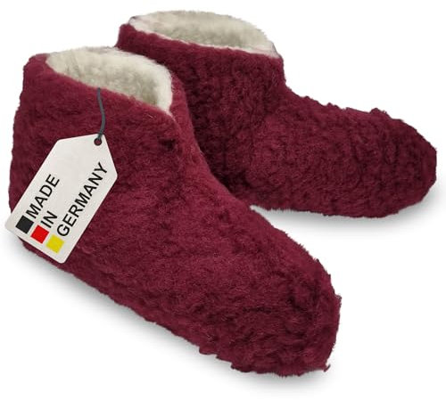 MYNE Bettschuhe IamFlauschi Hot Bordeaux Größe 36/37 - Kuschelig Warme Hausschuhe aus Schafwolle - Hüttenschuhe für Damen und Herren